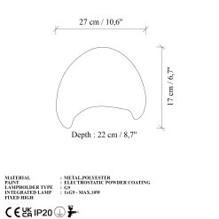 Applique blanche design organique 27 cm NOXIS