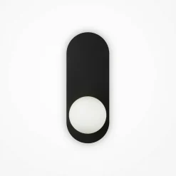 Applique globe en verre avec support noir, style design MESA