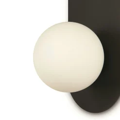 Applique globe en verre avec support noir, style design MESA