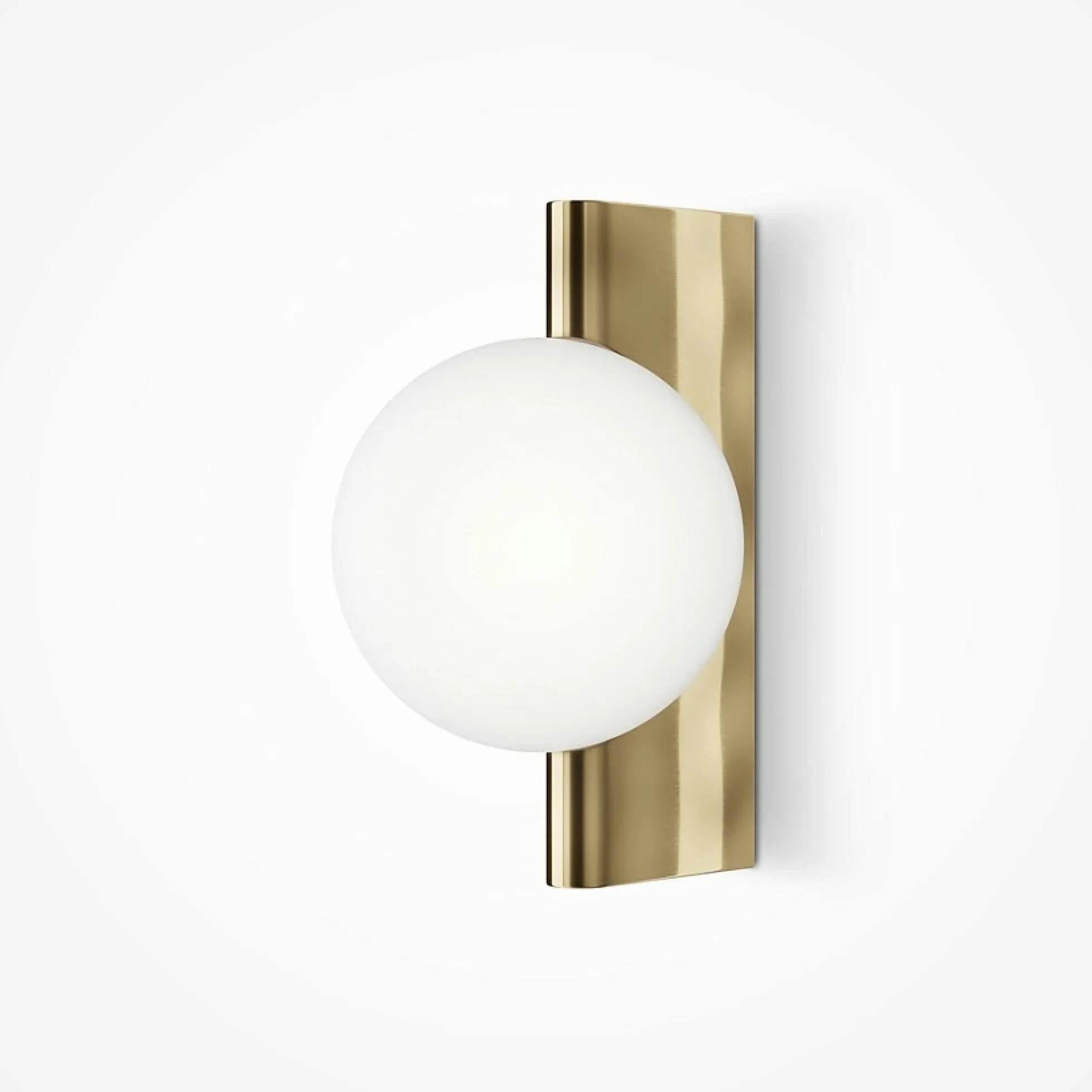 Applique globe en verre sur base verticale dorée MESA