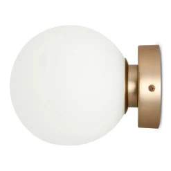 Applique globe verre dépoli - blanc & or, 15 cm DELTONA