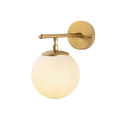 Applique murale art déco dorée, globe blanc sur tige SIERRE