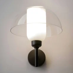 Applique murale blanche rétro – dôme verre & opalin WINDER