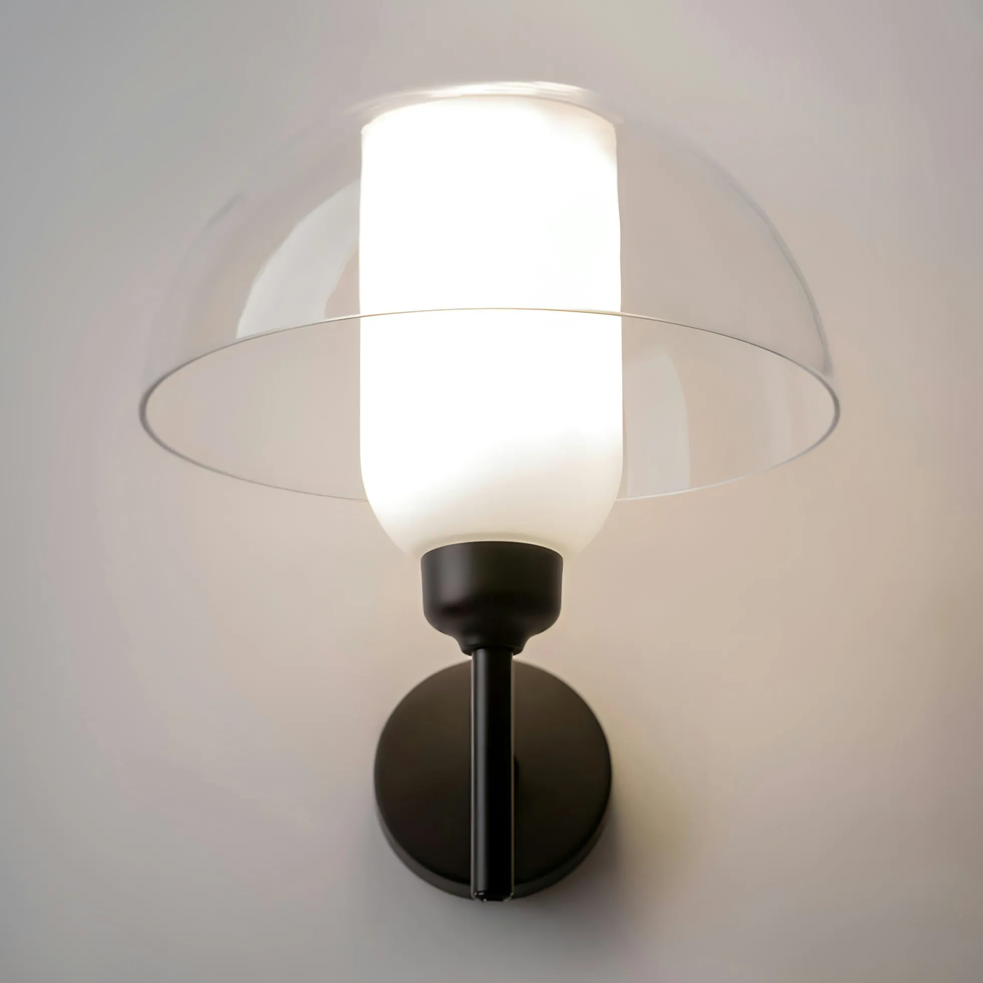 Applique murale blanche rétro – dôme verre & opalin WINDER
