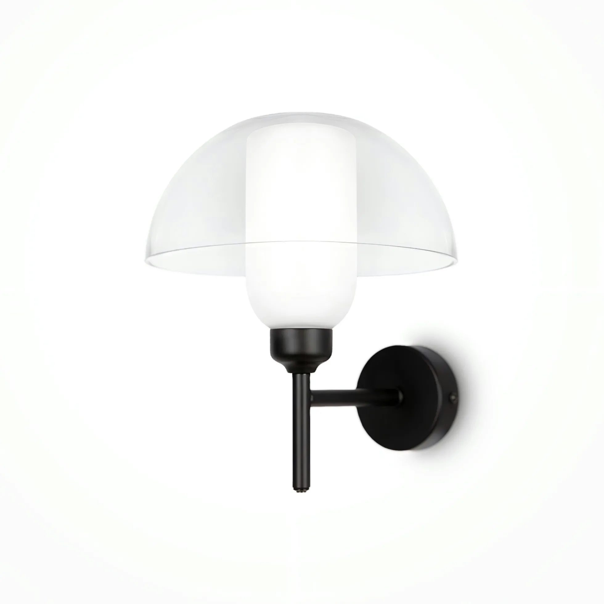 Applique murale blanche rétro – dôme verre & opalin WINDER