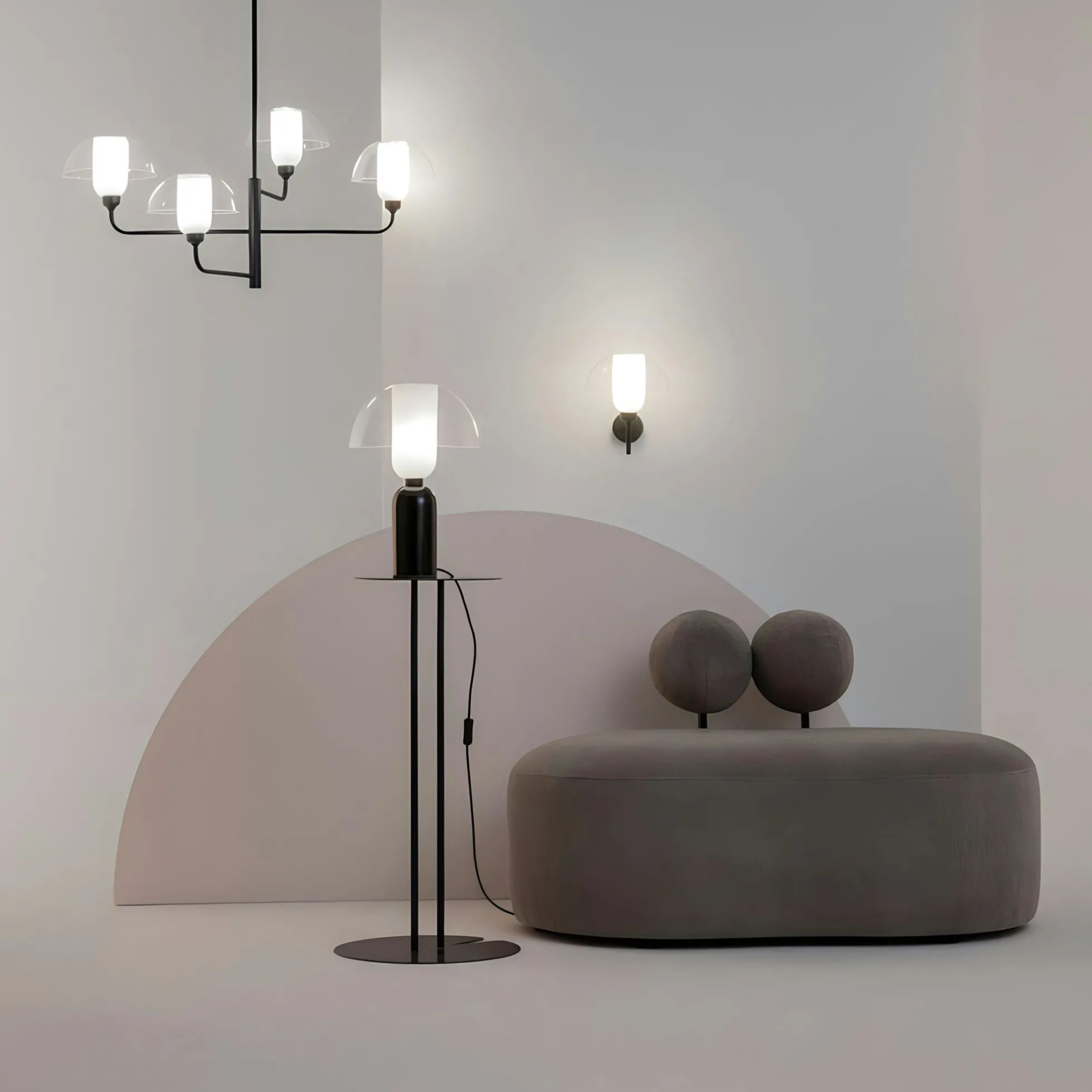Applique murale blanche rétro – dôme verre & opalin WINDER