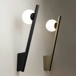Applique murale design noire – torche & globe verre MESA