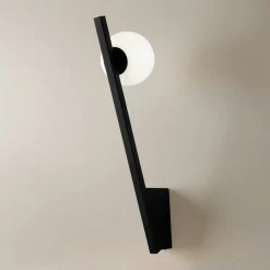 Applique murale design noire – torche & globe verre MESA