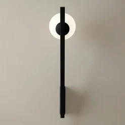 Applique murale design noire – torche & globe verre MESA