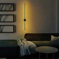 Applique murale LED design, 1 tige noire verticale VIESTE