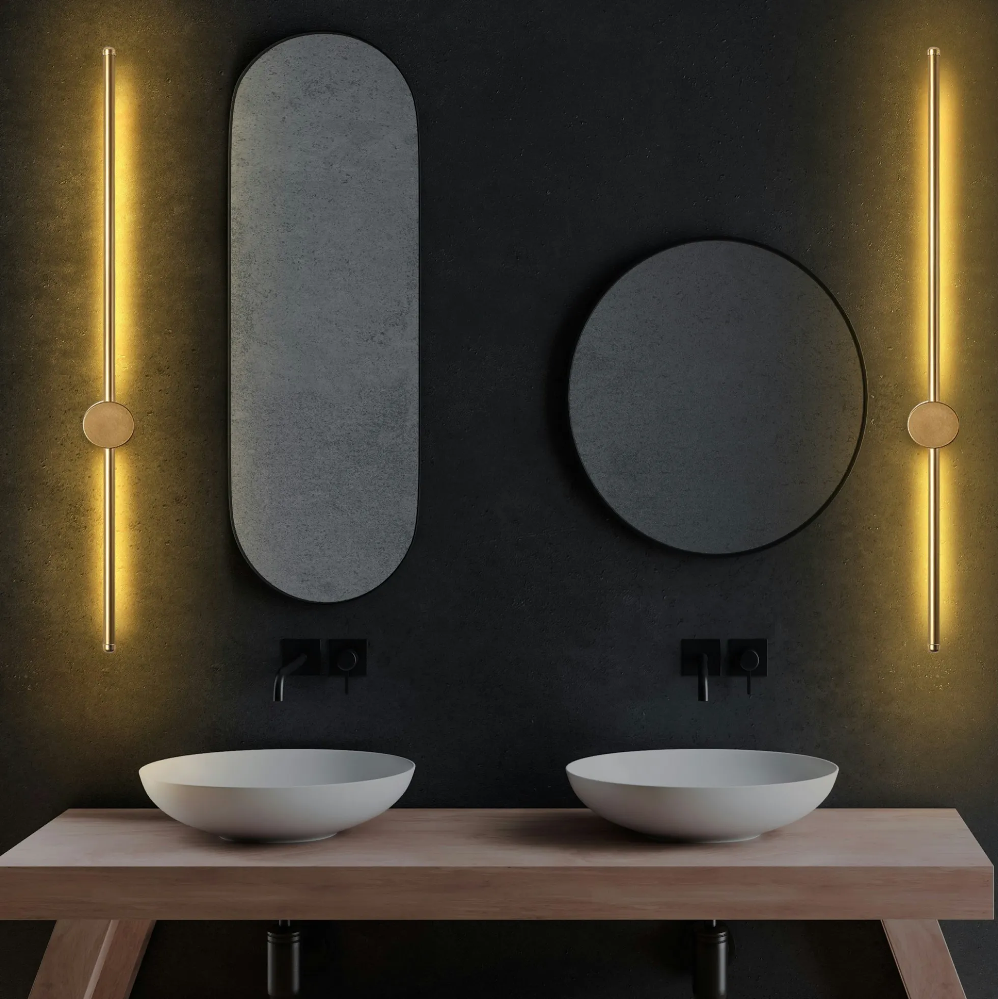 Applique murale LED design, 1 tige dorée verticale VIESTE