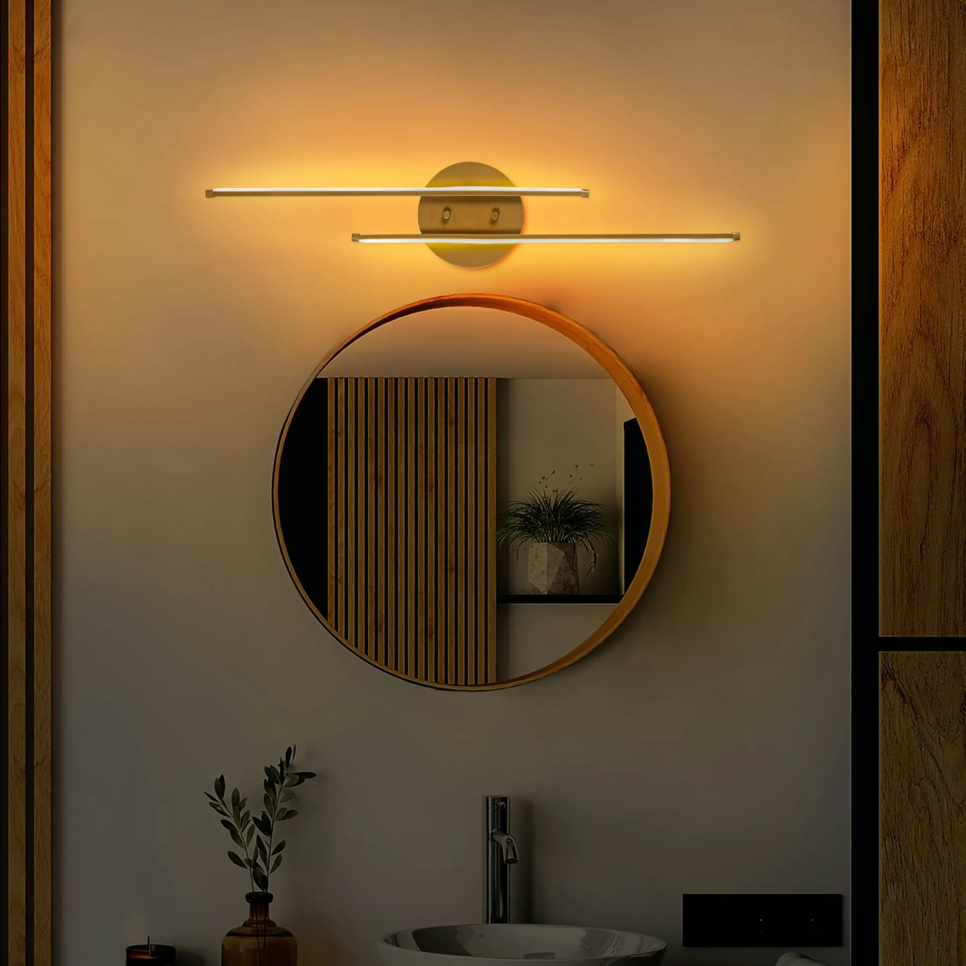 Applique murale LED design, 2 tiges dorées 86 cm VIESTE