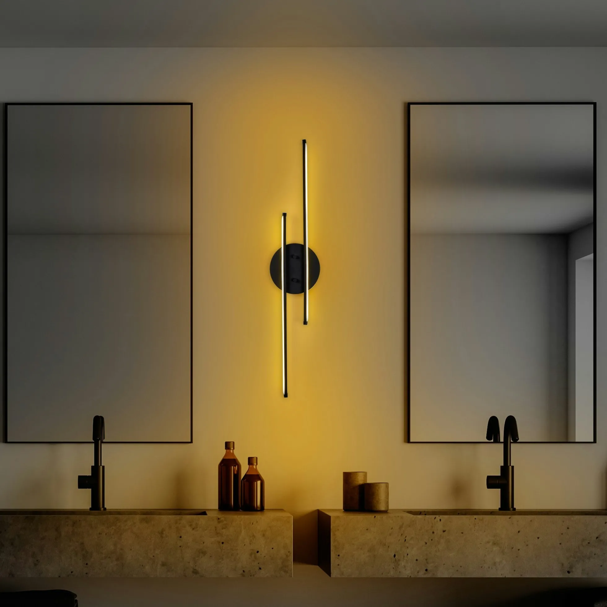 Applique murale LED design, 2 tiges noires 86 cm VIESTE