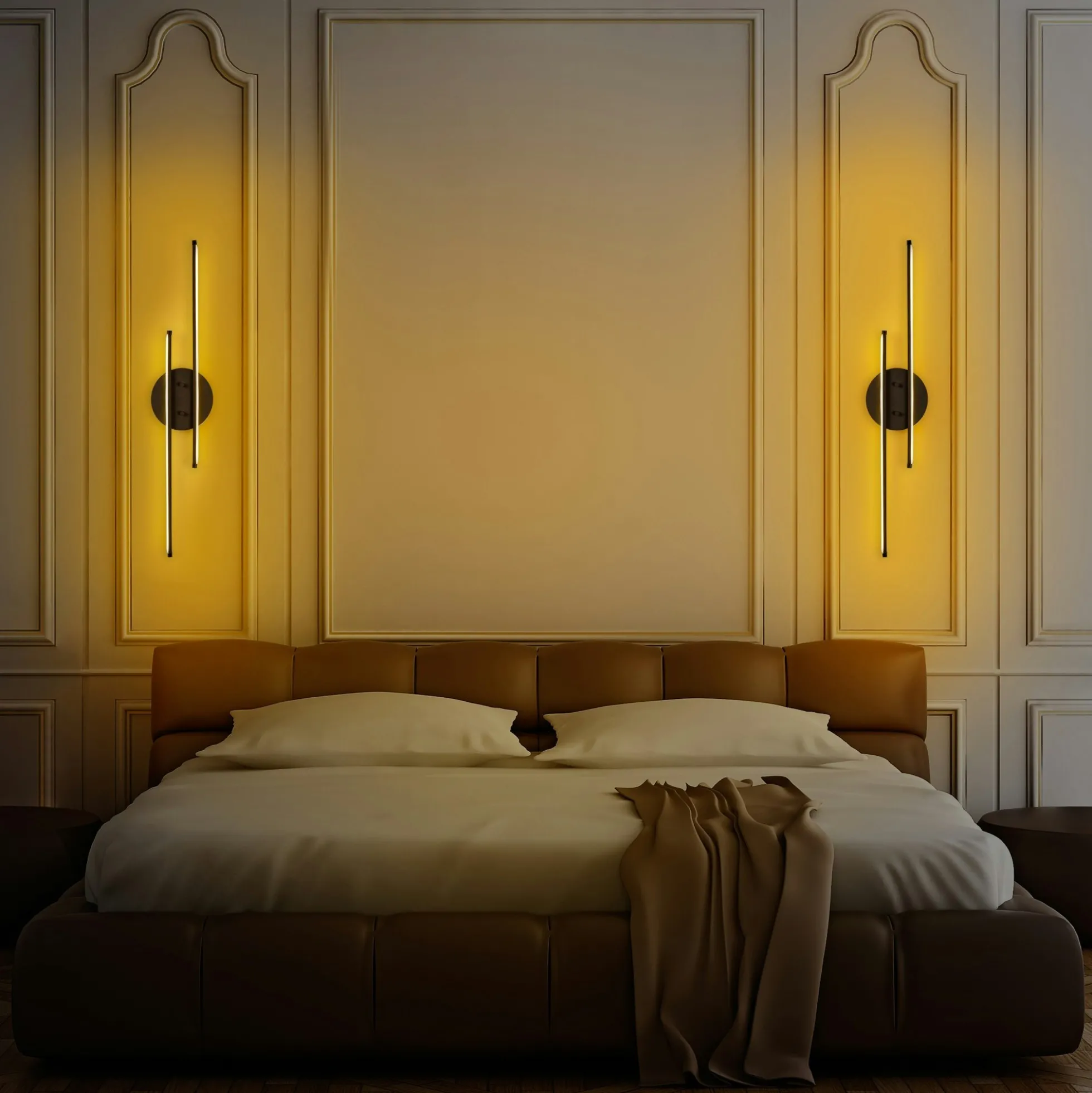Applique murale LED design, 2 tiges noires 86 cm VIESTE