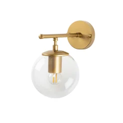 Applique murale moderne dorée, globe verre sur tige SIERRE
