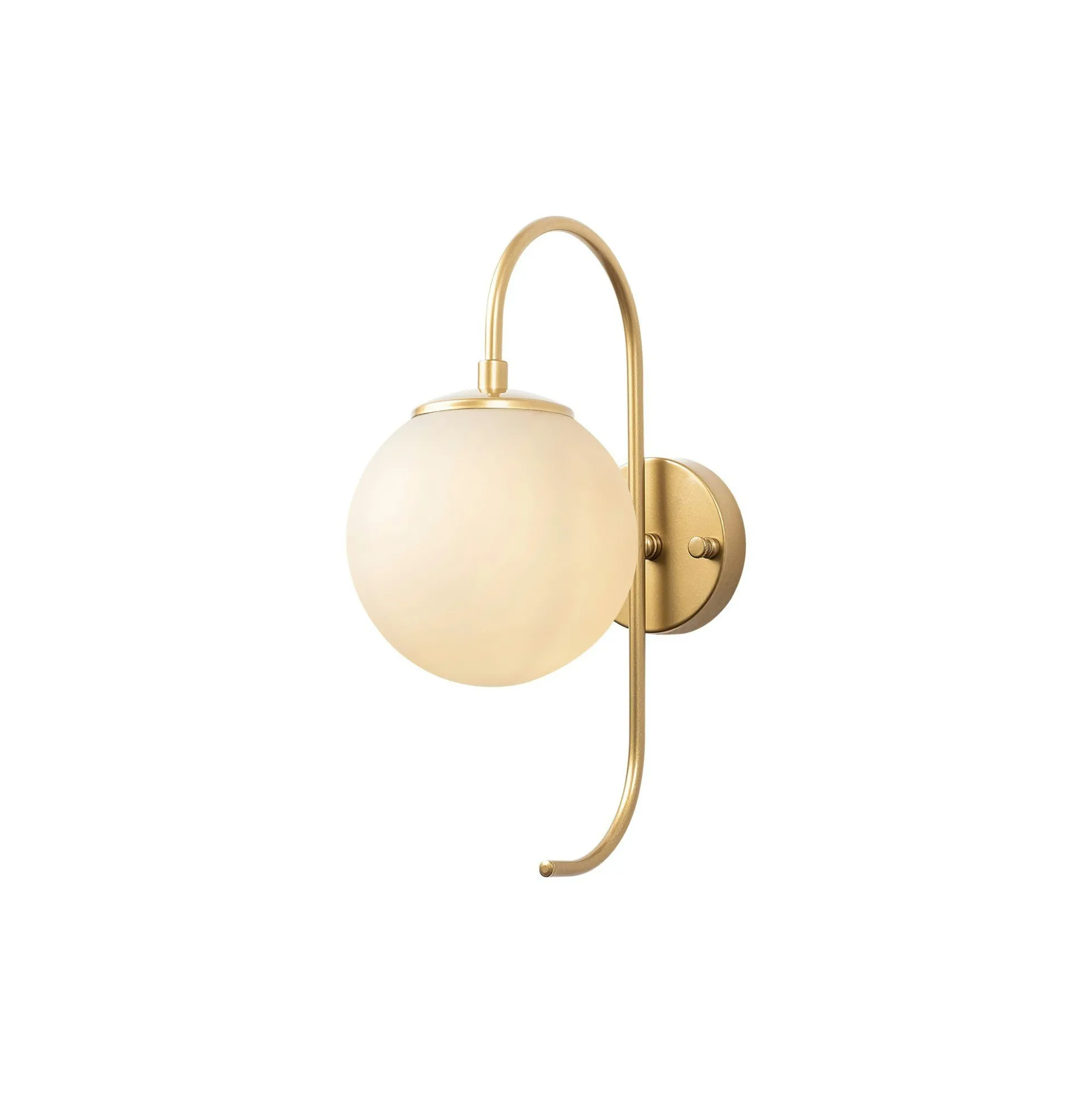 Applique murale moderne dorée, globe blanc tige courbe SIERRE