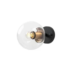 Applique murale moderne, globe transparent douille dorée SIERRE