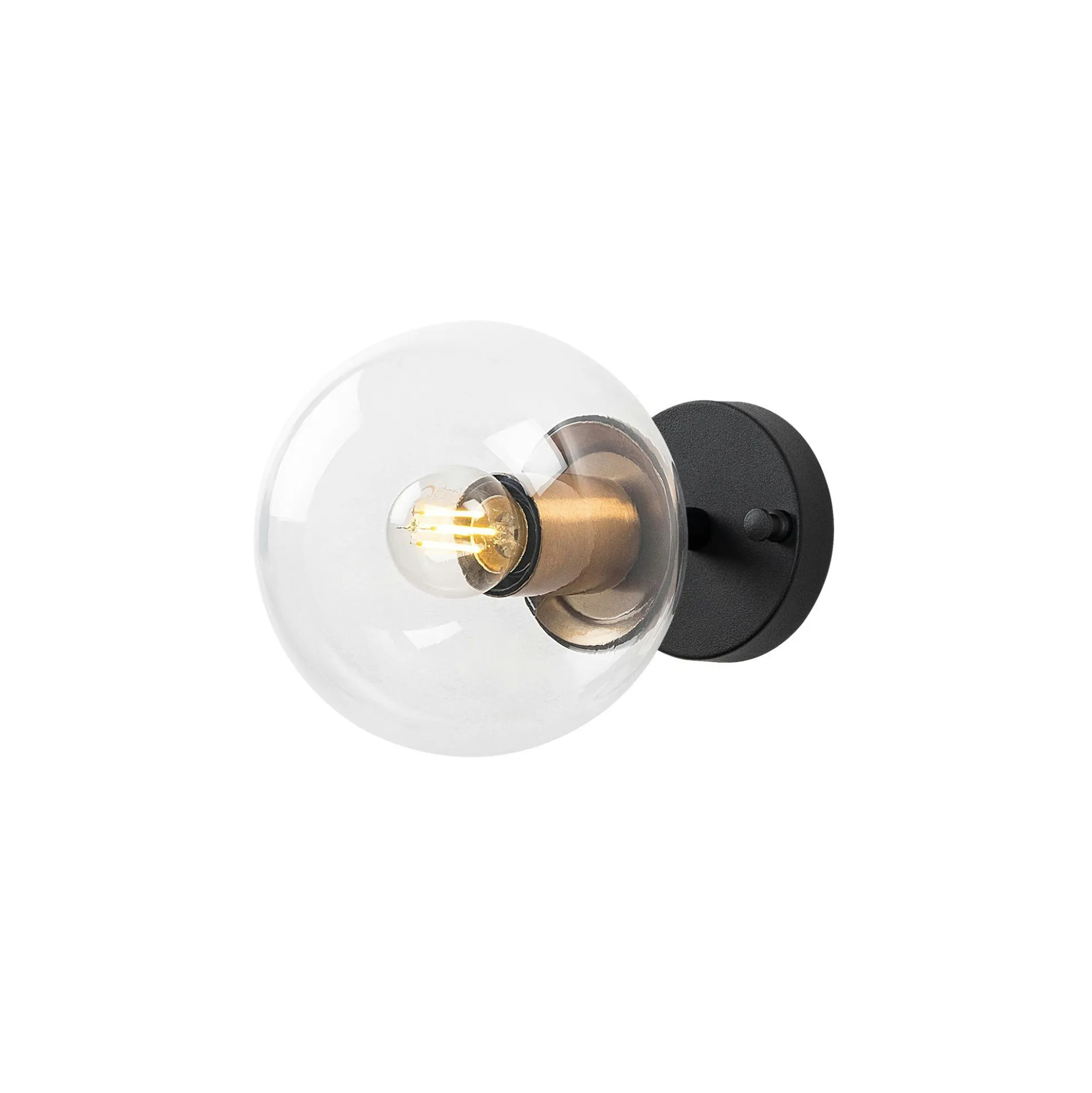 Applique murale moderne, globe transparent douille dorée SIERRE