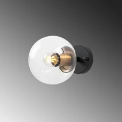 Applique murale moderne, globe transparent douille dorée SIERRE