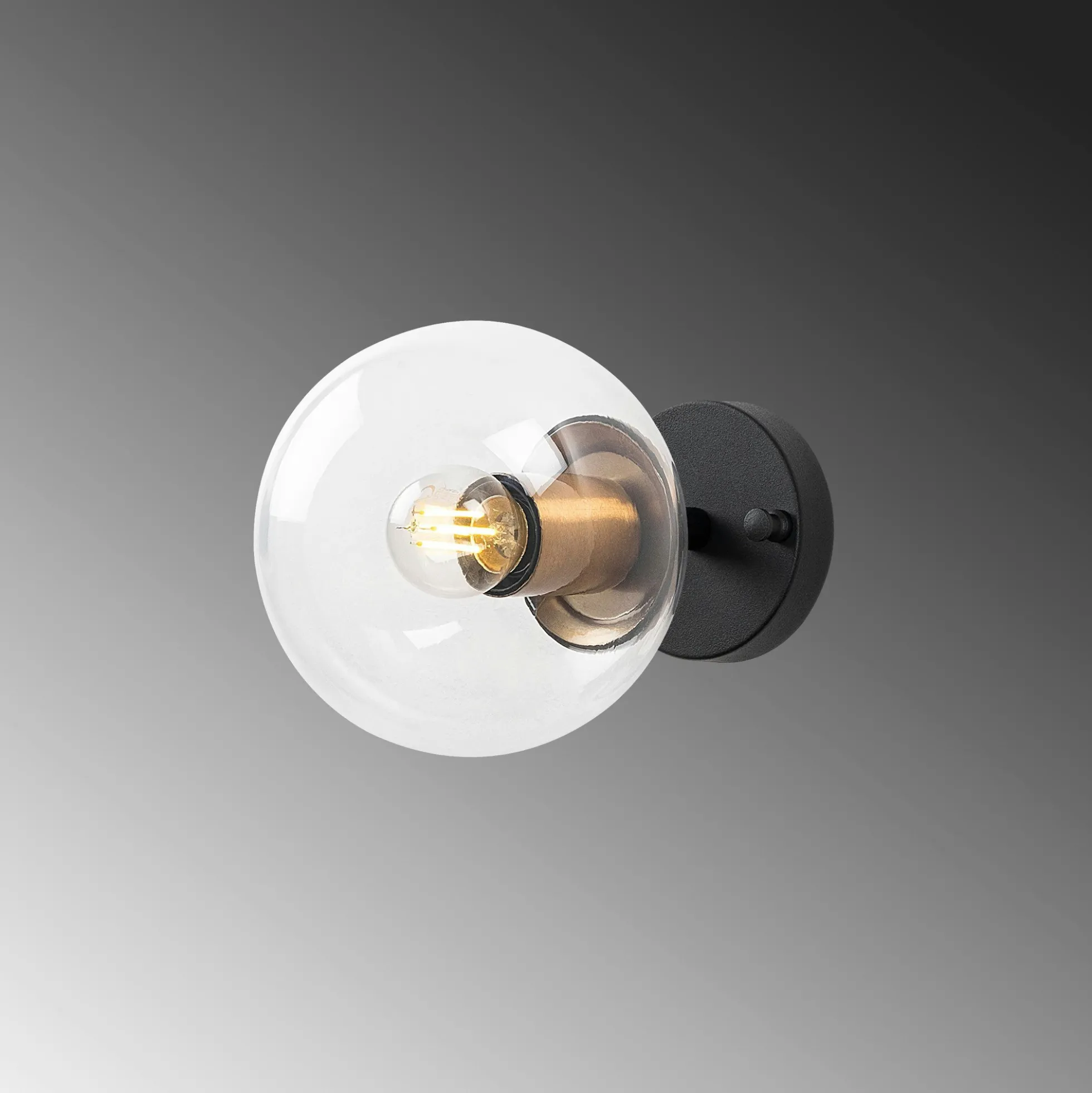 Applique murale moderne, globe transparent douille dorée SIERRE
