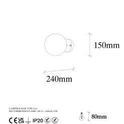 Applique murale moderne, globe transparent douille dorée SIERRE