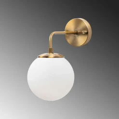 Applique murale vintage, structure dorée globe blanc SIERRE