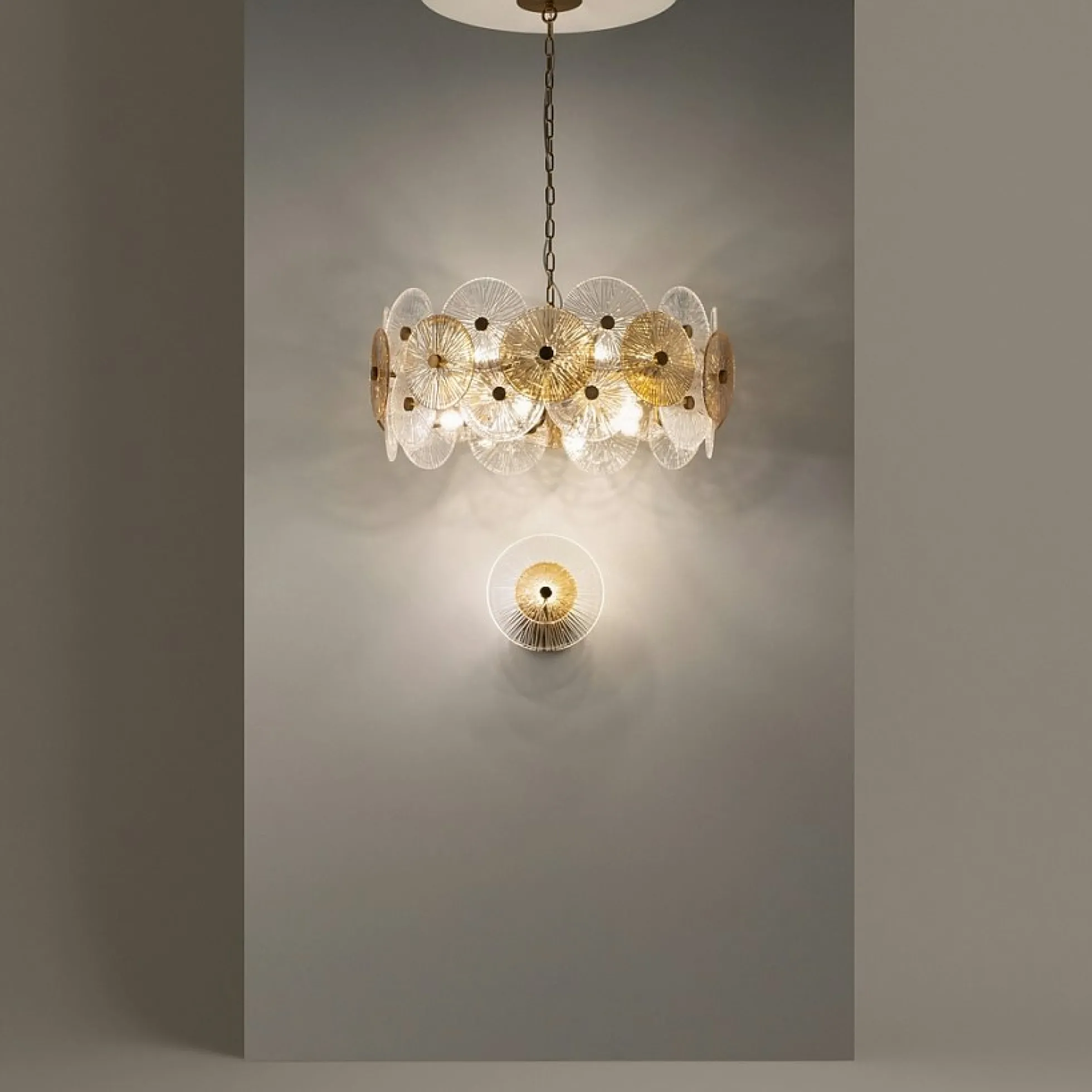 Applique rétro en verre - forme soleil stylisé YUMA