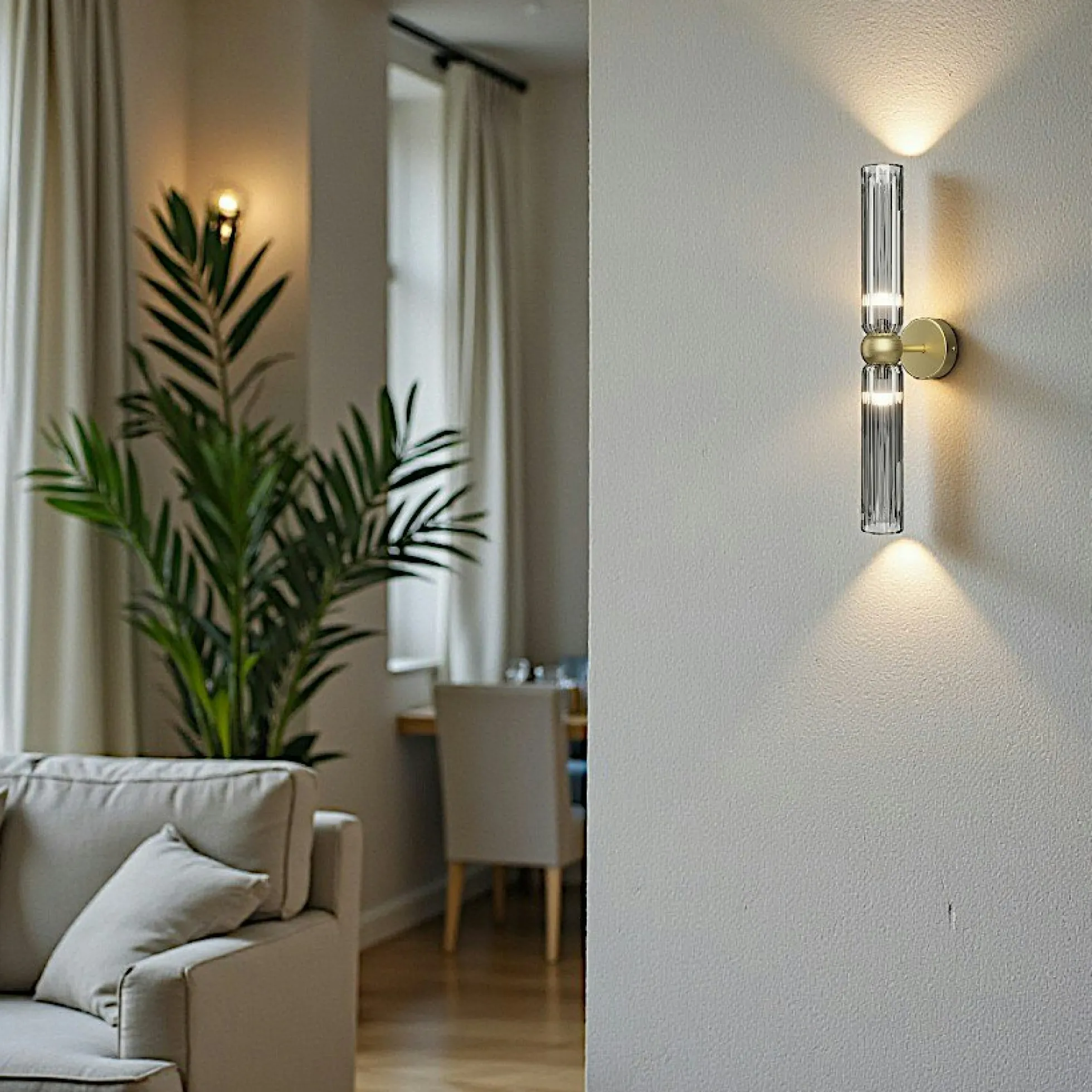 Applique rétro en verre gris fumé, sablier fin SOLANA