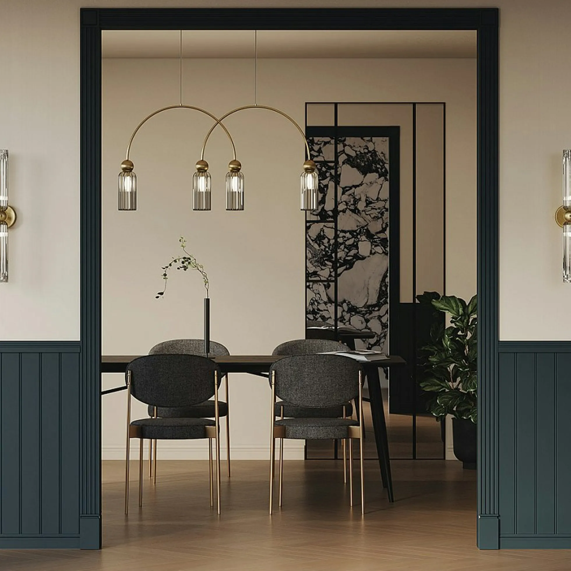 Applique rétro en verre gris fumé, sablier fin SOLANA