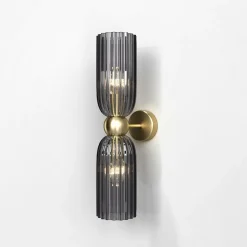 Applique rétro en verre gris fumé, forme sablier SOLANA