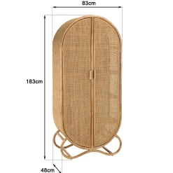 Armoire arrondie rotin et cannage miel MANY