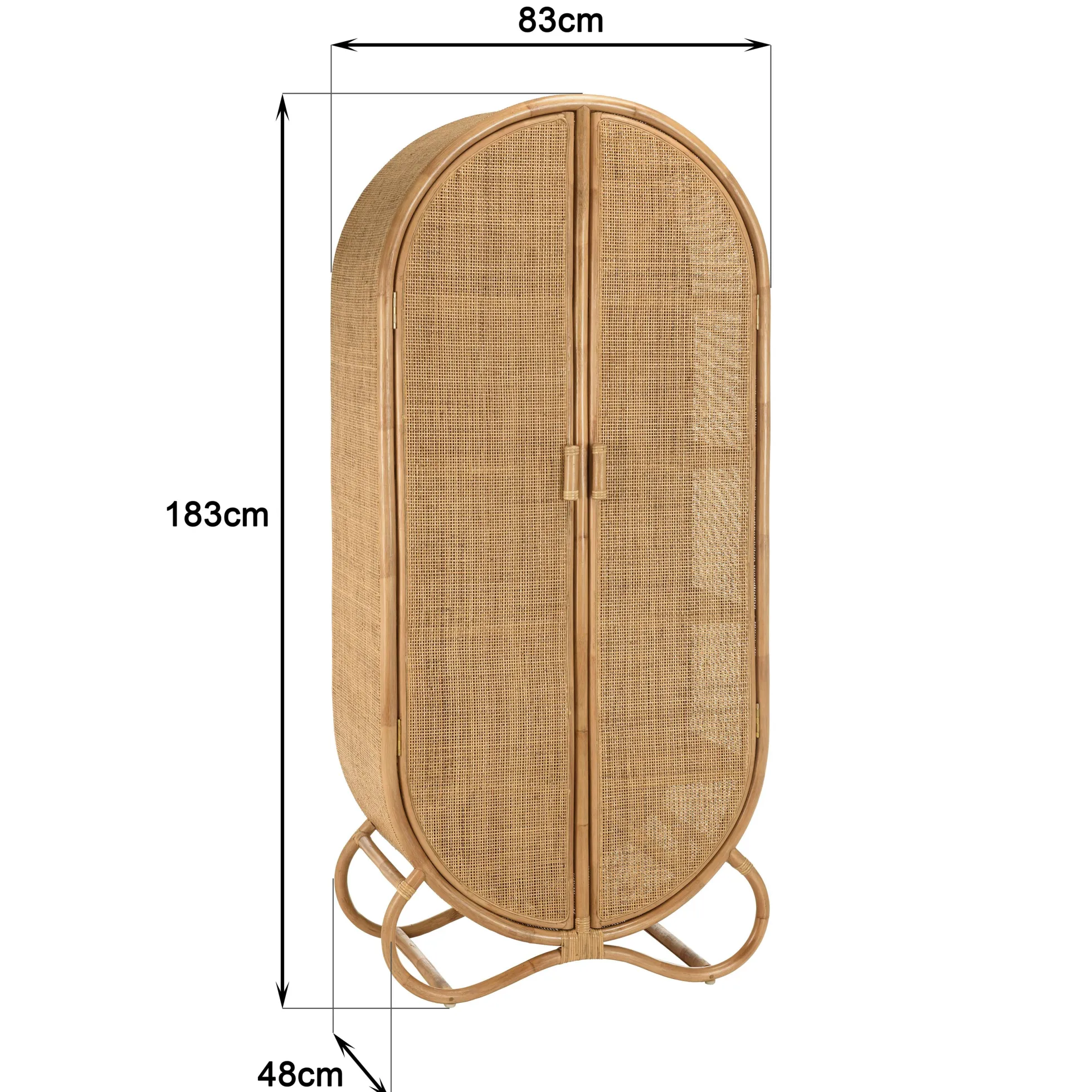 Armoire arrondie rotin et cannage miel MANY