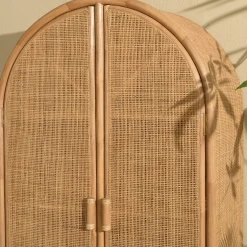 Armoire arrondie rotin et cannage miel MANY