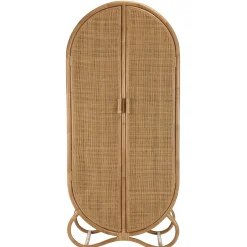 Armoire arrondie rotin et cannage miel MANY