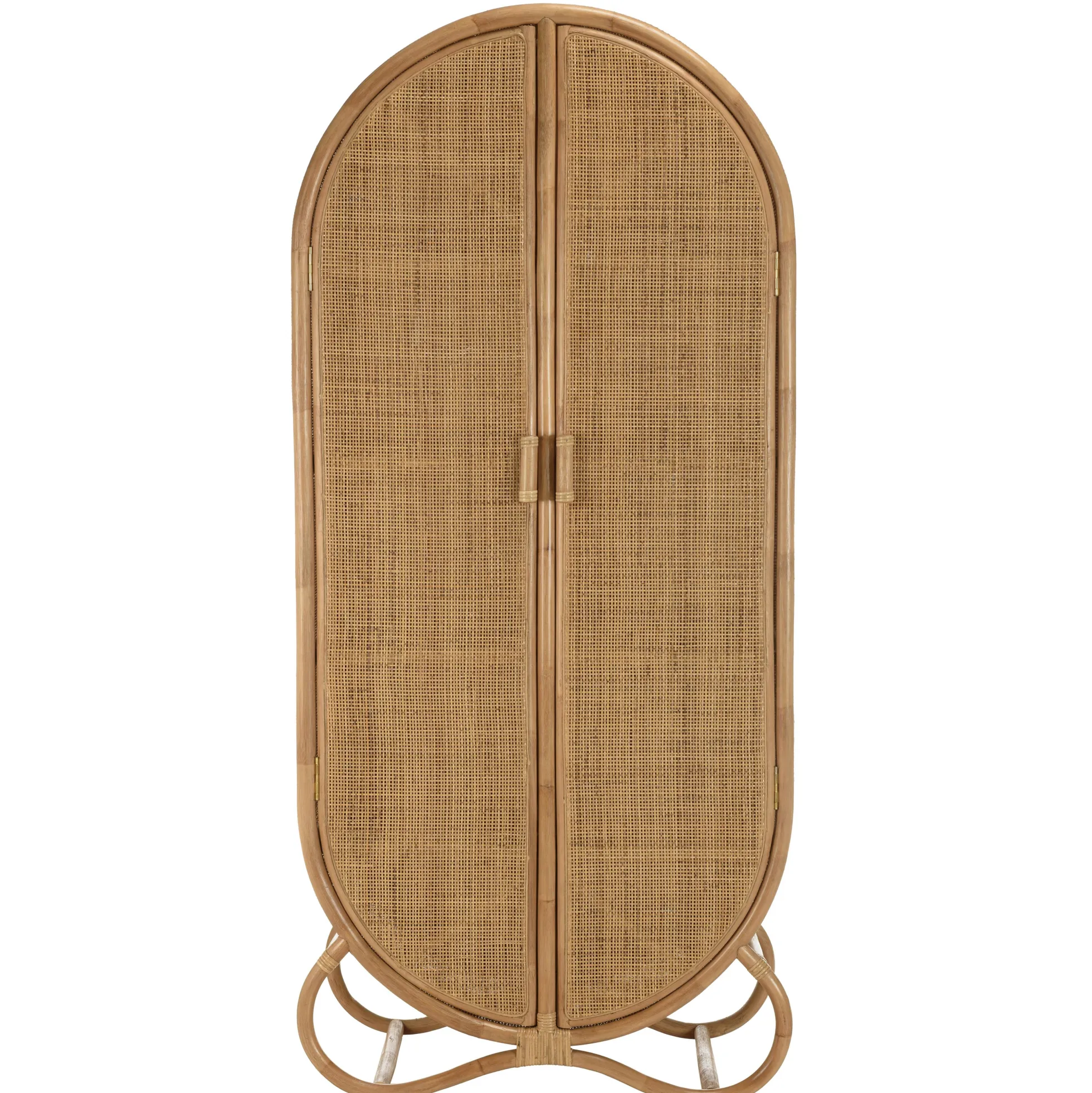 Armoire arrondie rotin et cannage miel MANY