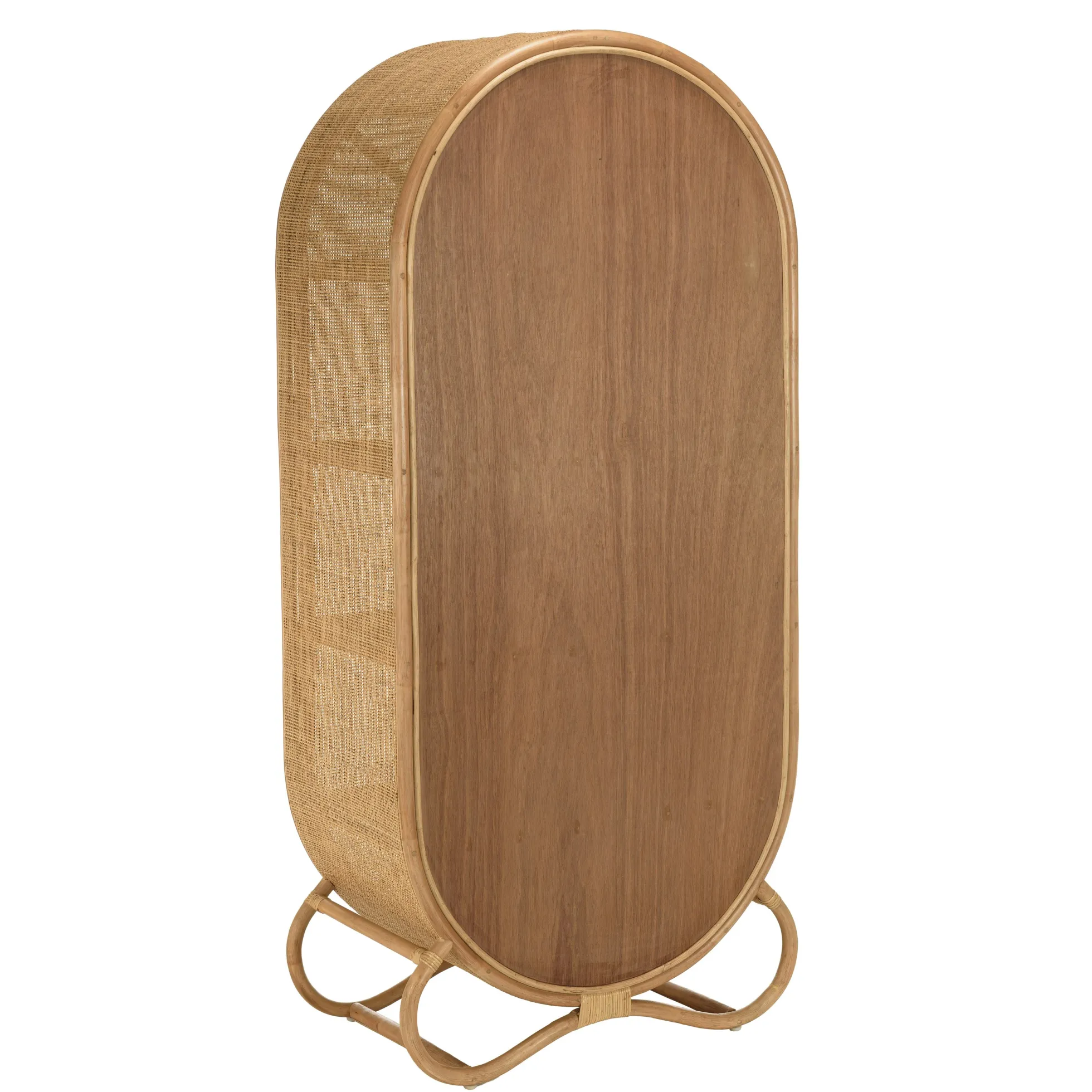 Armoire arrondie rotin et cannage miel MANY