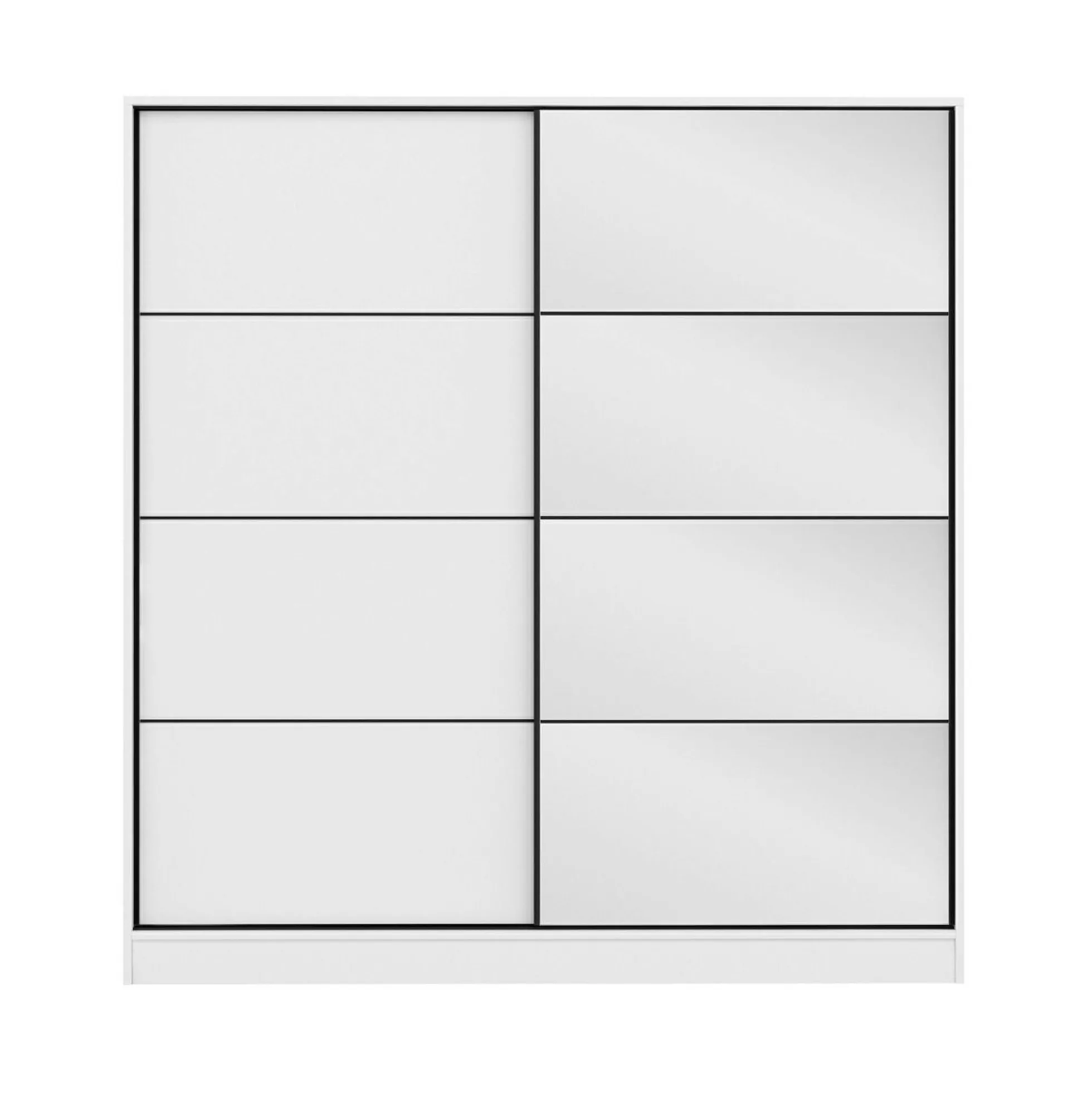 Armoire blanche 2 portes coulissantes, 1 miroir BYRON
