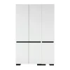 Armoire blanche 3 portes détail gris 10 étagères BYRON
