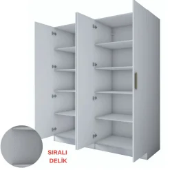 Armoire blanche 4 portes à poignées verticales BYRON