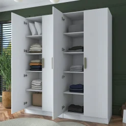 Armoire blanche 4 portes à poignées verticales BYRON
