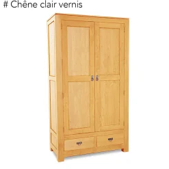 Armoire bois d'hévéa avec penderie HELENA