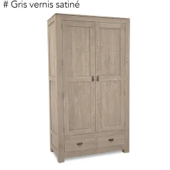 Armoire bois d'hévéa avec penderie HELENA