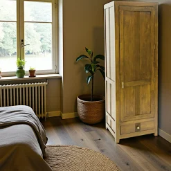 Armoire Bonnetière Hévéa 1 porte, 1 tiroir 65x55x195cm GALA