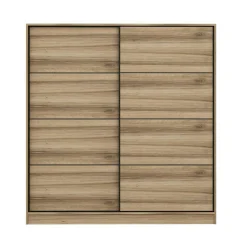 Armoire double penderie portes coulissantes, effet bois BYRON