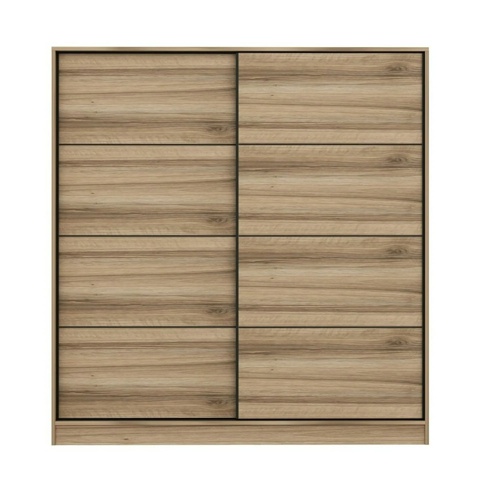 Armoire double penderie portes coulissantes, effet bois BYRON