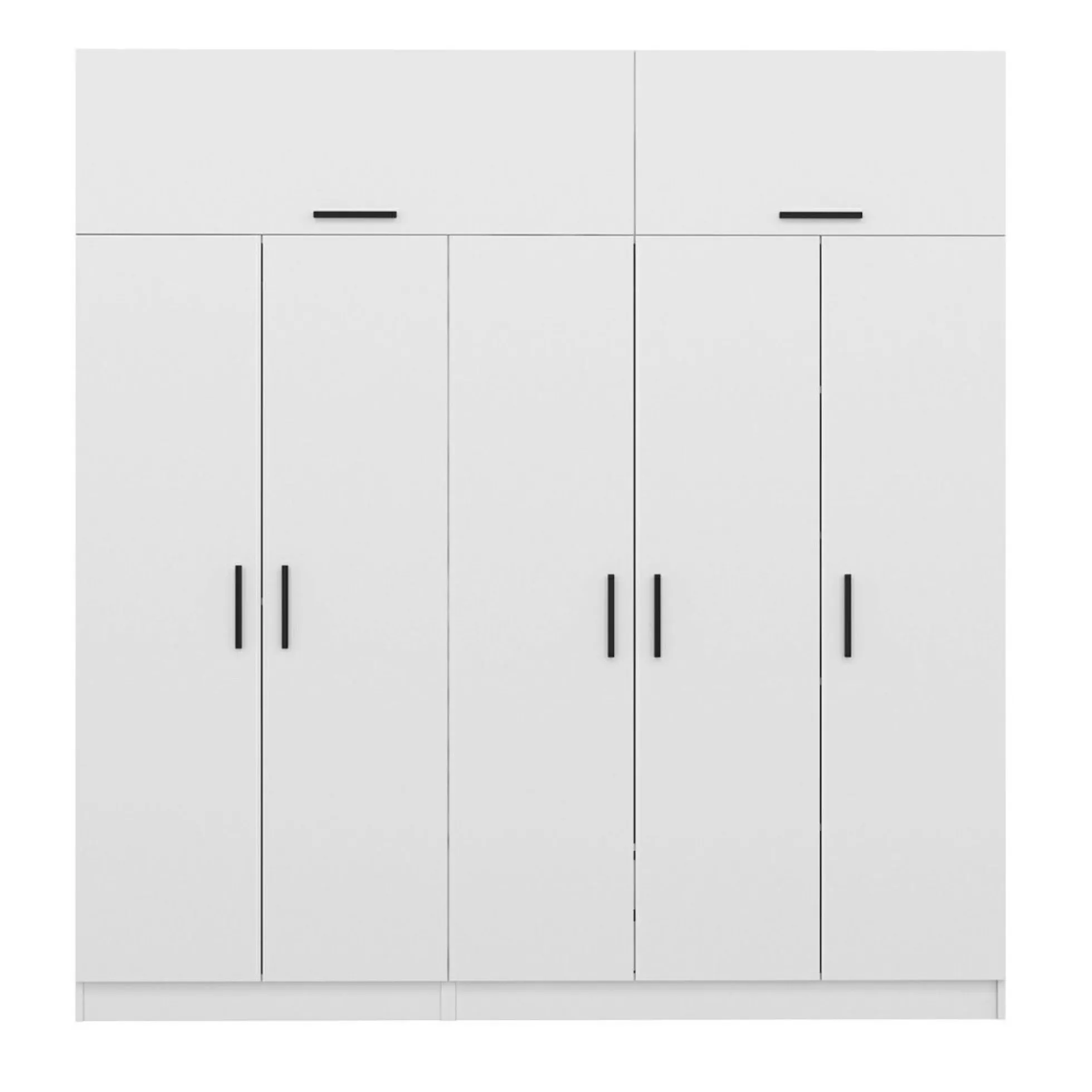 Armoire dressing blanche 7 portes vitrées 5 portants BYRON