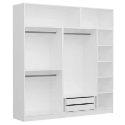Armoire dressing blanche 7 portes vitrées 5 portants BYRON
