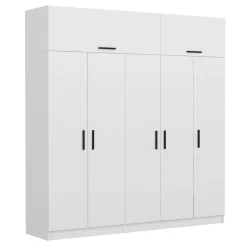 Armoire dressing blanche 7 portes vitrées 5 portants BYRON