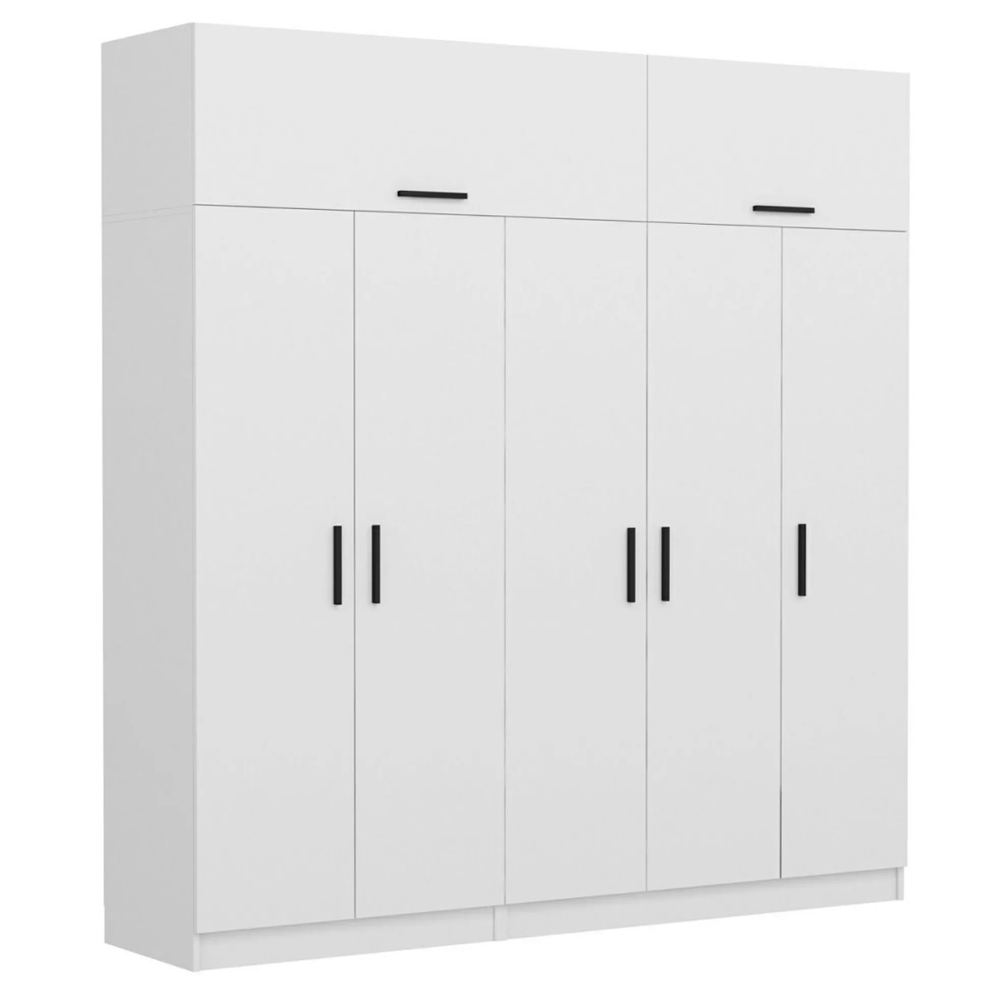 Armoire dressing blanche 7 portes vitrées 5 portants BYRON