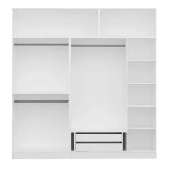 Armoire dressing blanche 7 portes vitrées 5 portants BYRON